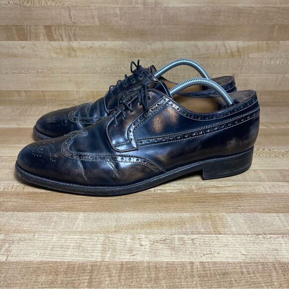Ferragamo TRAMEZZA Lawson Men's 10 D Bronze Dress Wingtip Brogue Welted Oxford. - Picture 3 of 9